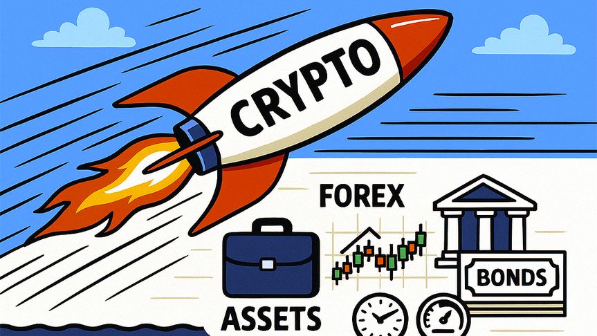 Crypto rocket outperforming traditional assets like forex and bonds