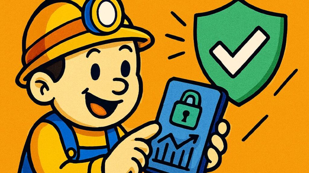 Mobile trader verifying security features on trading app