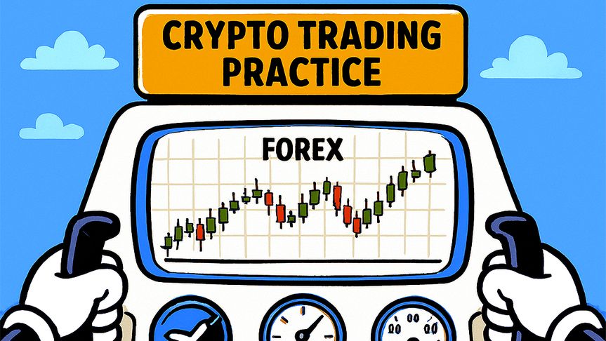 Crypto trading practice with forex chart on control panel